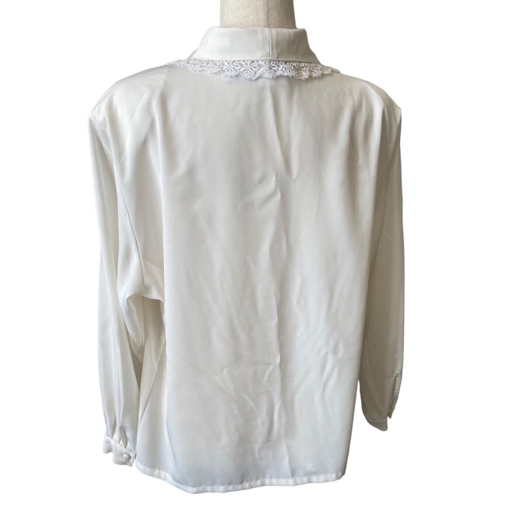VTG Secretary Top Lace Embroidered Floral CottageCore Twee Lace Demure P Large - Picture 3 of 5